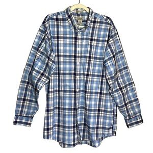 L.L. Bean 100% Cotton Wrinkle and Stain Resistant Plaid Button Down Size L Tall